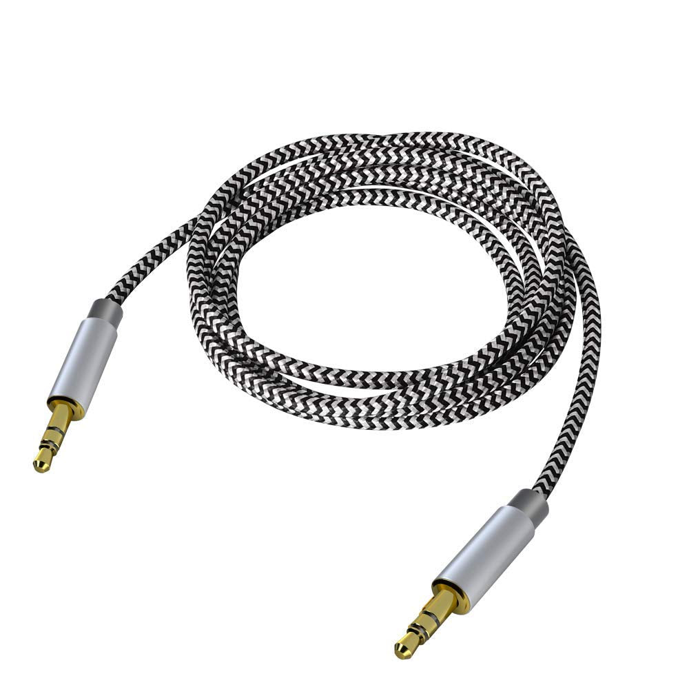 3.5Mm Stereo Audio Cable Extension Male to Male Nylon Braided 10Ft/3M Tangle-Free AUX Cable for Headphones, Ipods, Iphones, Ipads, Home/Car Stereos and More (Black)