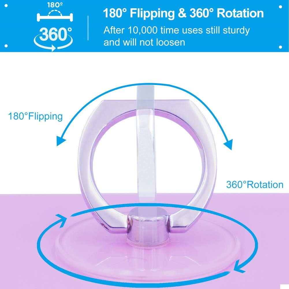 Cell Phone Ring Holder, Transparent Ring Holder 360°Rotation Finger Ring Stand, Clear Cell Phone Kickstand Compatible with Most of Phones, Tablet and Case, (2Silver+1Black+1Rose Gold)