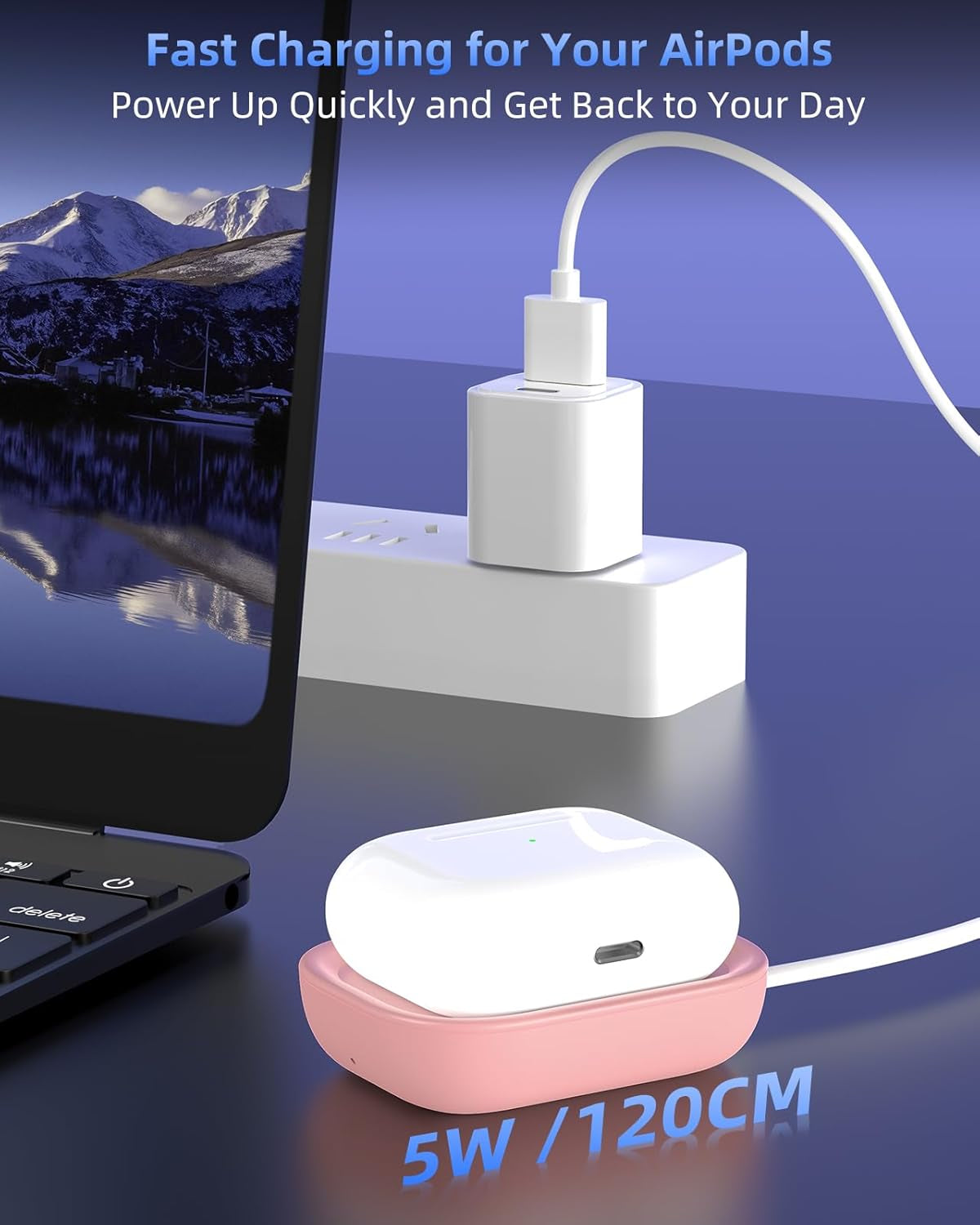Qi Charger for Airpods 3, Wireless Charger for Apple Airpod 3/Airpods 2/Airpods, Wireless Charging Station for Airpods 3/Airpods Pro Wireless Charging, Wireless Charging Pad for Airpods Pro-Pink
